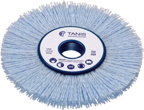 Tanis - 8" OD, 2" Arbor Hole, Crimped Nylon Wheel Brush - 1" Face Width, 2-1/4" Trim Length, 0.022" Filament Diam - Exact Industrial Supply
