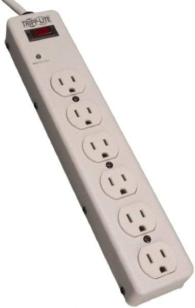 Tripp-Lite - 6 Outlets, 120 VAC15 Amps, 6' Cord, Power Outlet Strip - Floor, Keyhole Mount, 5-15 NEMA Configuration, 2-1/2" Strip - Exact Industrial Supply