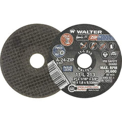 WALTER Surface Technologies - 2" 24 Grit Aluminum Oxide Cutoff Wheel - 1/16" Thick, 3/8" Arbor, 31,000 Max RPM, Use with Die Grinders - Exact Industrial Supply
