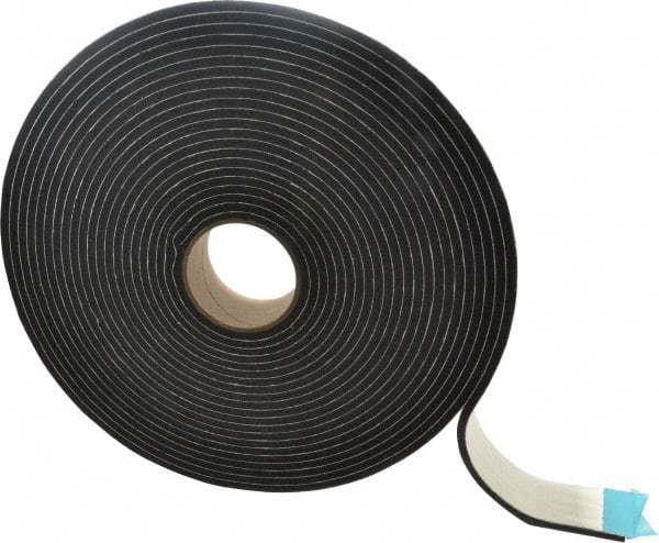 Made in USA - 45' x 2" x 1/4" Black PVC Foam Roll - Exact Industrial Supply