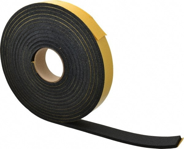 Made in USA - 25' x 1-1/2" x 5/16" Black Natural Foam Roll - Exact Industrial Supply