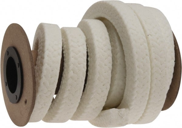 Made in USA - 1/2" x 6.9' Spool Length, PTFE/Synthetic Fiber Compression Packing - Exact Industrial Supply