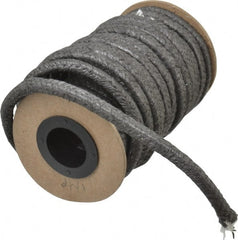 Made in USA - 1/4" x 25.6' Spool Length, Wire-Inserted Carbon Fiber Compression Packing - Exact Industrial Supply