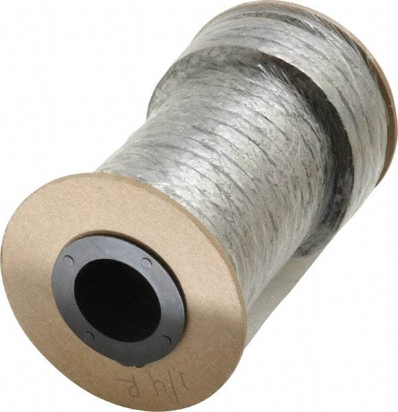 Made in USA - 1/4" x 28-1/2' Spool Length, Carbon Fiber Compression Packing - 3,500 Max psi, -450 to 1200° F, Dark Gray - Exact Industrial Supply