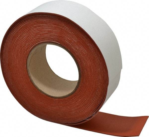 Made in USA - 1/16" Thick x 2" Wide x 30' Long Tan-Orange Closed Cell Silicone Foam Rubber Roll - Stock Length, Adhesive Back, 33 Lb/Cu Ft Density, -100°F to 500°F - Exact Industrial Supply