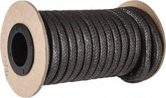 Made in USA - 1/4" x 19' Spool Length, Graphite Yarn Compression Packing - 3,500 Max psi, -450 to 6000° F, Dark Gray - Exact Industrial Supply