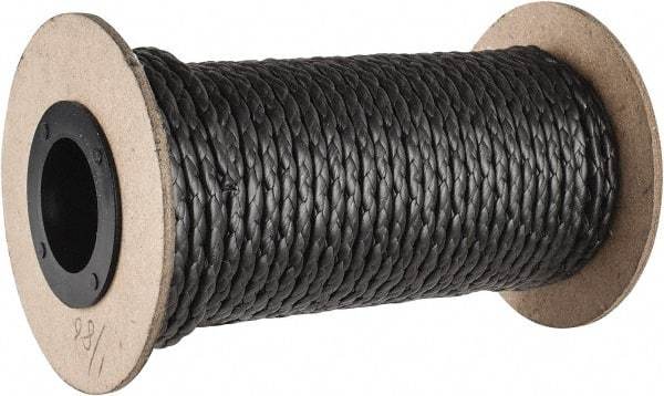 Made in USA - 1/8" x 38' Spool Length, 100% GFO Fiber Compression Packing - 1,900 Max psi, -400 to 550° F, Dark Gray - Exact Industrial Supply