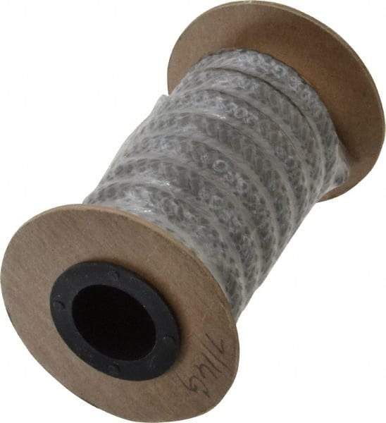 Made in USA - 7/16" x 3.9' Spool Length, 100% GFO Fiber Compression Packing - 1,900 Max psi, -400 to 550° F, Dark Gray - Exact Industrial Supply