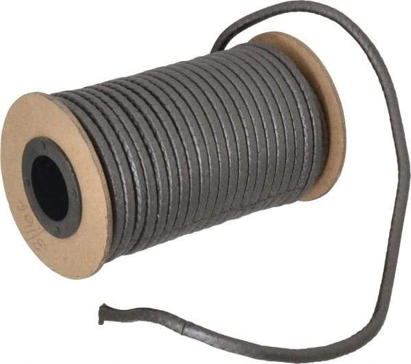 Made in USA - 3/16" x 33' Spool Length, 100% GFO Fiber Compression Packing - 1,900 Max psi, -400 to 550° F, Dark Gray - Exact Industrial Supply