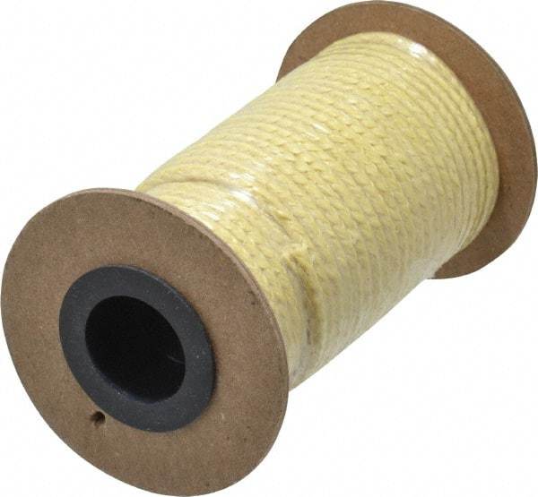 Made in USA - 1/8" x 40' Spool Length, PTFE/Aramid Composite Compression Packing - 2,500 Max psi, -50 to 550° F, Tan - Exact Industrial Supply