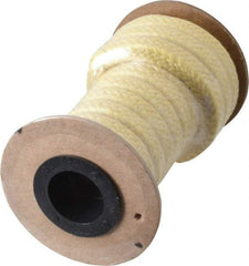 Made in USA - 3/8" x 11' Spool Length, PTFE/Aramid Composite Compression Packing - 2,500 Max psi, -50 to 550° F, Tan - Exact Industrial Supply