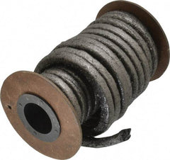 Made in USA - 1/4" x 12-1/2' Spool Length, Graphite Impregnated Aramid Compression Packing - 1,800 Max psi, -50 to 600° F, Gray - Exact Industrial Supply
