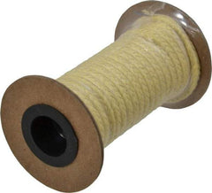 Made in USA - 3/16" x 22' Spool Length, TFE/Aramid Compression Packing - 5,000 Max psi, -100 to 500° F, Yellow - Exact Industrial Supply