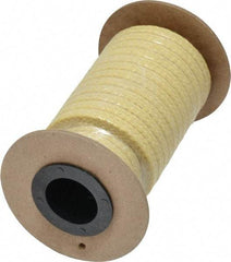 Made in USA - 1/4" x 12' Spool Length, TFE/Aramid Compression Packing - 5,000 Max psi, -100 to 500° F, Yellow - Exact Industrial Supply