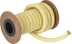 Made in USA - 5/16" x 8.2' Spool Length, TFE/Aramid Compression Packing - 5,000 Max psi, -100 to 500° F, Yellow - Exact Industrial Supply