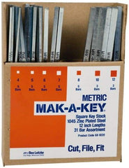 Value Collection - 12" Long, Zinc-Plated Key Stock Assortment - C1045 Steel - Exact Industrial Supply