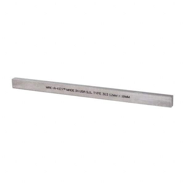 Made in USA - 12" Long, Oversized Key Stock - 18-8 Stainless Steel - Exact Industrial Supply