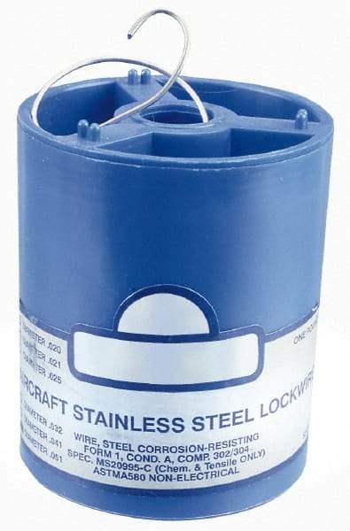 Value Collection - 22 Gage, 0.025 Inch Diameter x 2,975 Ft. Long, 302/304 Safety Lock Wire - 5 Lb. Shipping Weight - Exact Industrial Supply