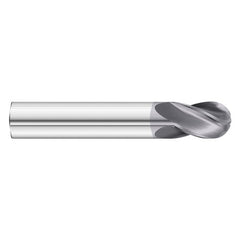3/16″ Dia. × 3/16″ Shank × 3/8″ DOC × 2″ OAL, Carbide TiAlN, 4 Flute, 30° Helix, Round, External , Ballnose End Mill - Exact Industrial Supply