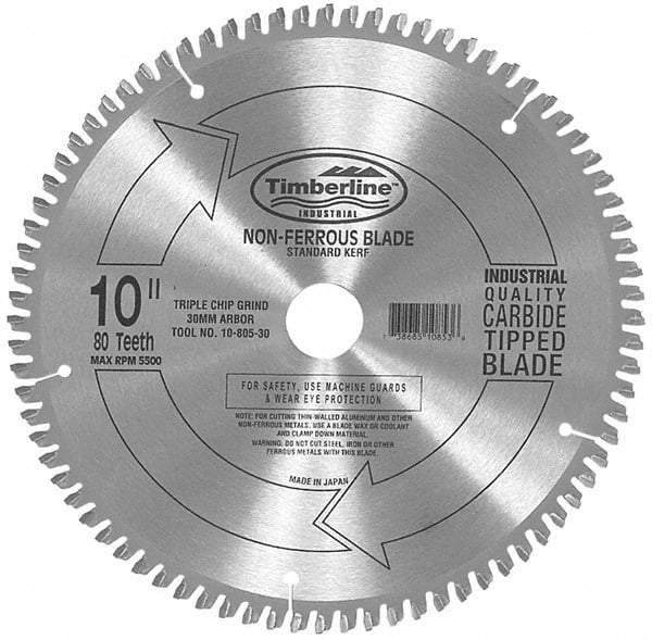 Amana Tool - 10" Diam, 5/8" Arbor Hole Diam, 60 Tooth Wet & Dry Cut Saw Blade - Carbide-Tipped, Chip Free Action, Standard Round Arbor - Exact Industrial Supply