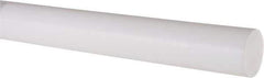 Made in USA - 4' Long, 1-1/4" Diam, PTFE (Virgin) Plastic Rod - White - Exact Industrial Supply