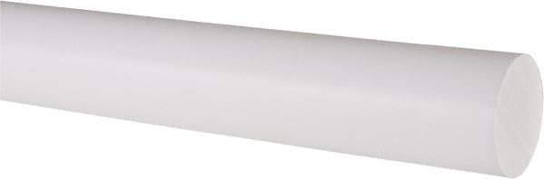 Made in USA - 3' Long, 1-1/2" Diam, PTFE (Virgin) Plastic Rod - White - Exact Industrial Supply