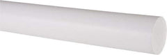 Made in USA - 4' Long, 1-1/2" Diam, PTFE (Virgin) Plastic Rod - White - Exact Industrial Supply