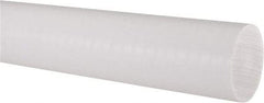 Made in USA - 2' Long, 2" Diam, PTFE (Virgin) Plastic Rod - White - Exact Industrial Supply