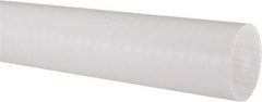 Made in USA - 4' Long, 2" Diam, PTFE (Virgin) Plastic Rod - White - Exact Industrial Supply