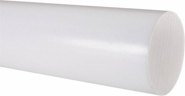 Made in USA - 1' Long, 3" Diam, PTFE (Virgin) Plastic Rod - White - Exact Industrial Supply