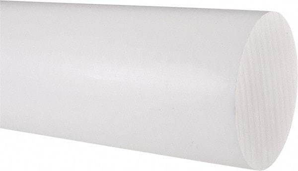 Made in USA - 1' Long, 3-1/2" Diam, PTFE (Virgin) Plastic Rod - White - Exact Industrial Supply