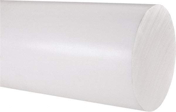 Made in USA - 1' Long, 4" Diam, PTFE (Virgin) Plastic Rod - White - Exact Industrial Supply