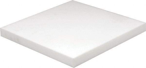 Made in USA - 1" Thick x 12" Wide x 1' Long, PTFE (Virgin) Sheet - White, +0.087/-0.043 Tolerance - Exact Industrial Supply