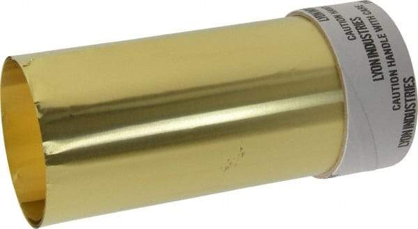 Made in USA - 5 Ft. Long x 6 Inch Wide x 0.001 Inch Thick, Roll Shim Stock - Brass - Exact Industrial Supply