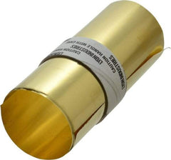 Made in USA - 5 Ft. Long x 6 Inch Wide x 0.0015 Inch Thick, Roll Shim Stock - Brass - Exact Industrial Supply