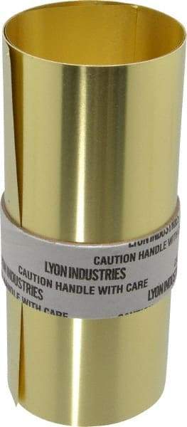 Made in USA - 5 Ft. Long x 6 Inch Wide x 0.003 Inch Thick, Roll Shim Stock - Brass - Exact Industrial Supply