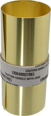 Made in USA - 5 Ft. Long x 6 Inch Wide x 0.003 Inch Thick, Roll Shim Stock - Brass - Exact Industrial Supply