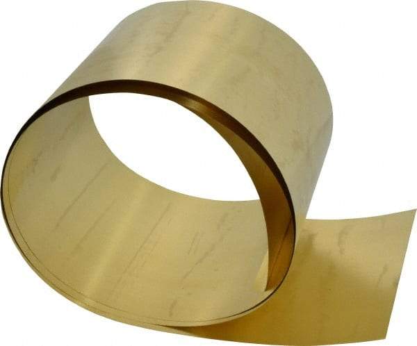Made in USA - 5 Ft. Long x 6 Inch Wide x 0.005 Inch Thick, Roll Shim Stock - Brass - Exact Industrial Supply