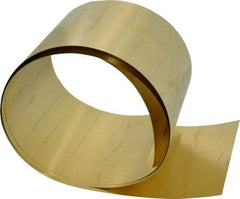 Made in USA - 5 Ft. Long x 6 Inch Wide x 0.005 Inch Thick, Roll Shim Stock - Brass - Exact Industrial Supply