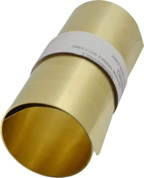 Made in USA - 5 Ft. Long x 6 Inch Wide x 0.006 Inch Thick, Roll Shim Stock - Brass - Exact Industrial Supply