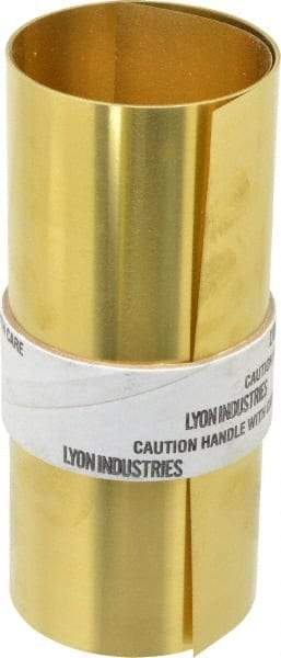 Made in USA - 5 Ft. Long x 6 Inch Wide x 0.007 Inch Thick, Roll Shim Stock - Brass - Exact Industrial Supply