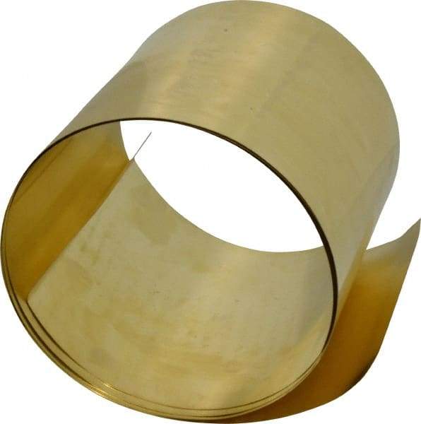 Made in USA - 5 Ft. Long x 6 Inch Wide x 0.008 Inch Thick, Roll Shim Stock - Brass - Exact Industrial Supply