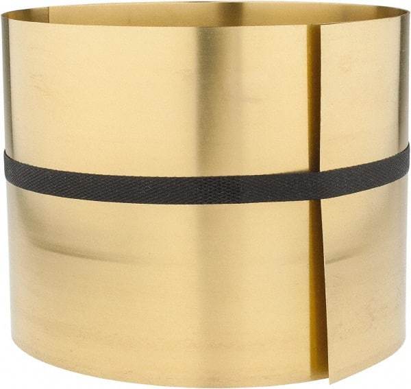 Made in USA - 5 Ft. Long x 6 Inch Wide x 0.012 Inch Thick, Roll Shim Stock - Brass - Exact Industrial Supply