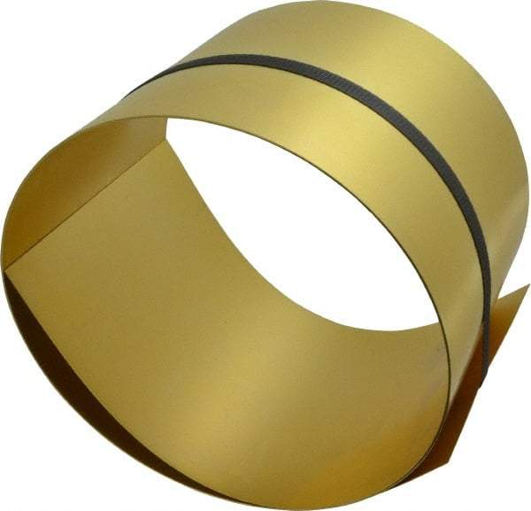 Made in USA - 5 Ft. Long x 6 Inch Wide x 0.02 Inch Thick, Roll Shim Stock - Brass - Exact Industrial Supply