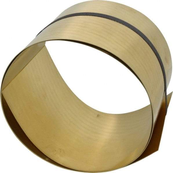 Made in USA - 5 Ft. Long x 6 Inch Wide x 0.031 Inch Thick, Roll Shim Stock - Brass - Exact Industrial Supply