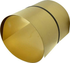 Made in USA - 10 Ft. Long x 12 Inch Wide x 0.015 Inch Thick, Roll Shim Stock - Brass - Exact Industrial Supply