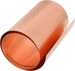 Made in USA - 100 Inch Long x 6 Inch Wide x 0.008 Inch Thick, Roll Shim Stock - Copper - Exact Industrial Supply