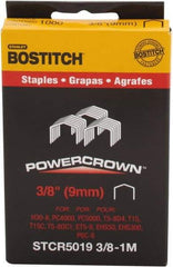 Stanley Bostitch - 3/8" Long x 7/16" Wide, 18 Gauge Crowned Construction Staple - Steel, Chisel Point - Exact Industrial Supply