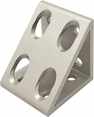 80/20 Inc. - 50mm Wide, Open Shelving 8 Hole Inside Corner Gusset - Aluminum, Clear Anodized Finish, 47mm Long, Use with 25 Series & Bolt Kit 75-3404 - Exact Industrial Supply