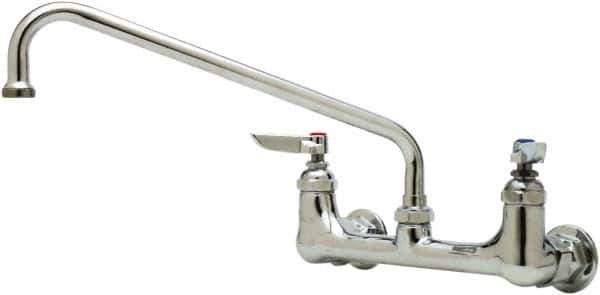 T&S Brass - Wall Mount, Kitchen Faucet without Spray - Swivel Base Faucet, Lever Handle, Low Spout, No Drain - Exact Industrial Supply